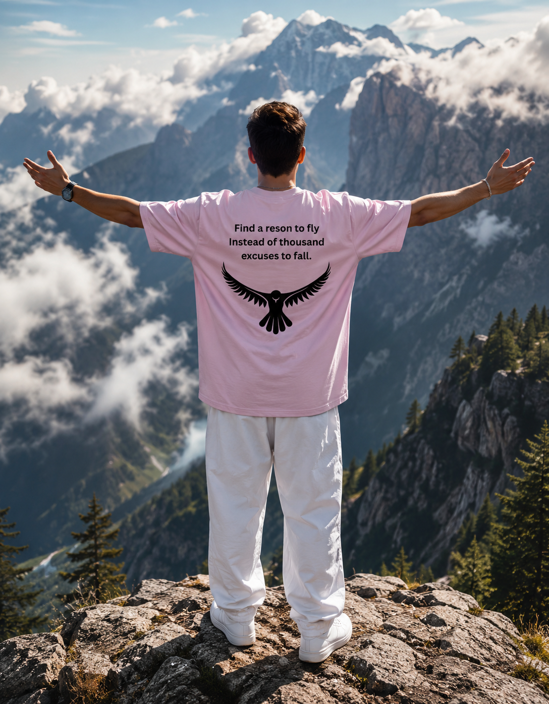 Eagle printed-Light baby pink